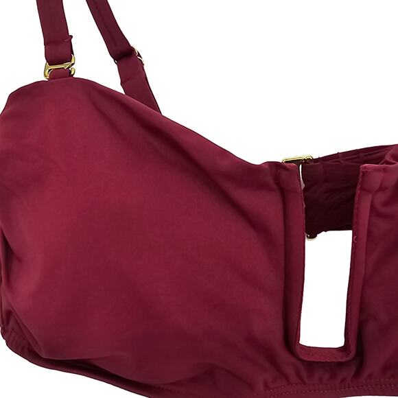 Andie Swim Womans size L The Cartagena Bikini Top in Burgundy Convertible NEW - Picture 2 of 7